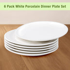 6 Pcs Ceramic Dinner Plates, White Dessert Plates, 8 Inch, Round