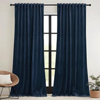 RYB HOME Navy Velvet Curtains 96 inches- Velevt Blackout Curtains - Image 2
