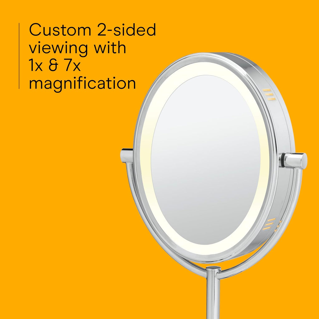 Conair Lighted Vanity Mirror, LED, 1X/7X Magnifying, Double Sided