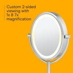 Conair Lighted Vanity Mirror, LED, 1X/7X Magnifying, Double Sided