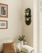 Bamworld Boho Wall Decor Plant Wall Shelf Wood Plant Holder Walnut 2PCS