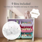 Humble Crew Kids Toy Organizer with Display Shelf, 9 Bins, 3 Tier Storage