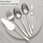 Serving Utensils Set, Stainless Steel Hammered Serving Set
