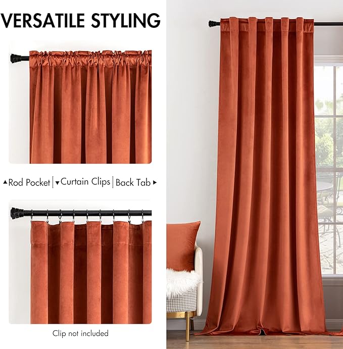 MIULEE Velvet Curtains 96 inches 2 Panels - Image 2