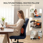 SAVIOR HEAT Heated Throw Pillow Lumbar Support Pillow with 10000mAh Battery, Rechargeable Electric Heating Cushion with 3 Heat Levels for Office Chair Car Abdomen Neck Waist
