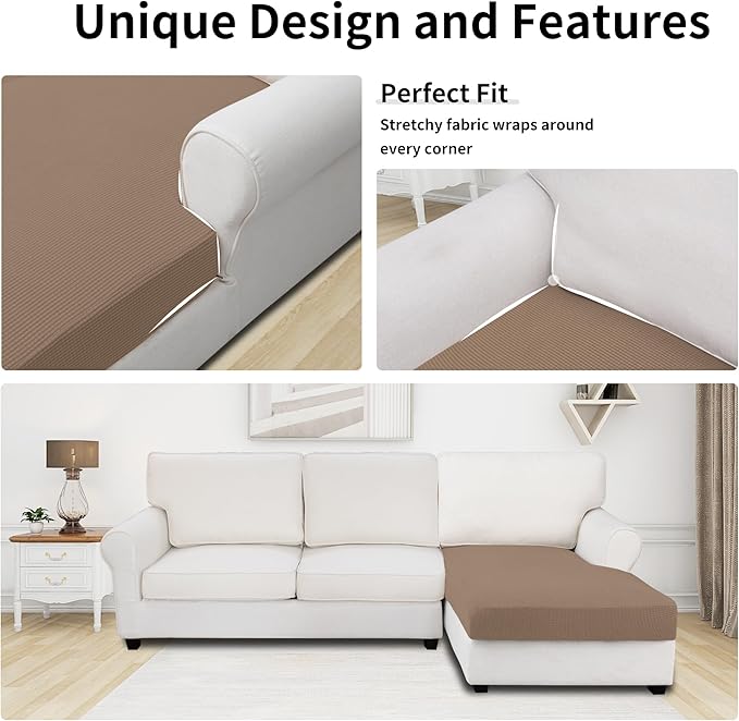 Easy-Going Stretch Sectional Couch Covers 1 Piece Chaise Lounge Slipcover L - Image 3