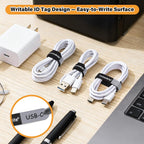 Cable Ties with Writable Labels, Cord Management, Black, 70 PCS, 8 IN