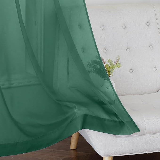 NICETOWN Green Sheer Curtains for Chirstmas Day, Grommet Voile Sheer Window - Image 4