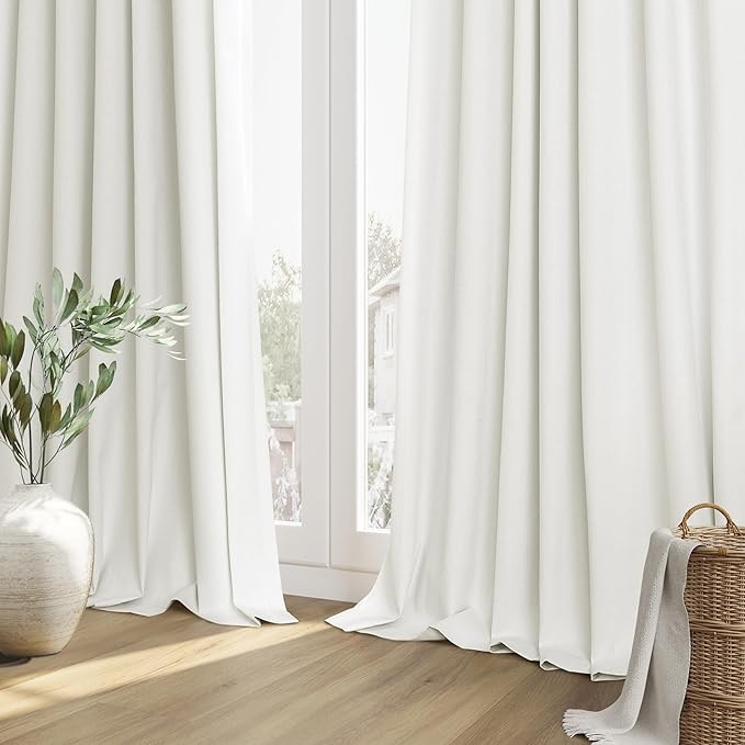 Guken Ivory 100% Blackout Linen Curtains 42 Inch Wide by 84 Inch - Image 8