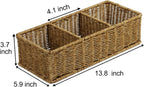 Waterproof Wicker Bathroom Basket with 3 Compartments, Light Brown