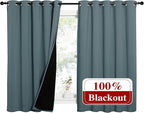NICETOWN Greyish Green 100% Blackout Lined Curtains, 2 Thick Layers Completely - Image 2