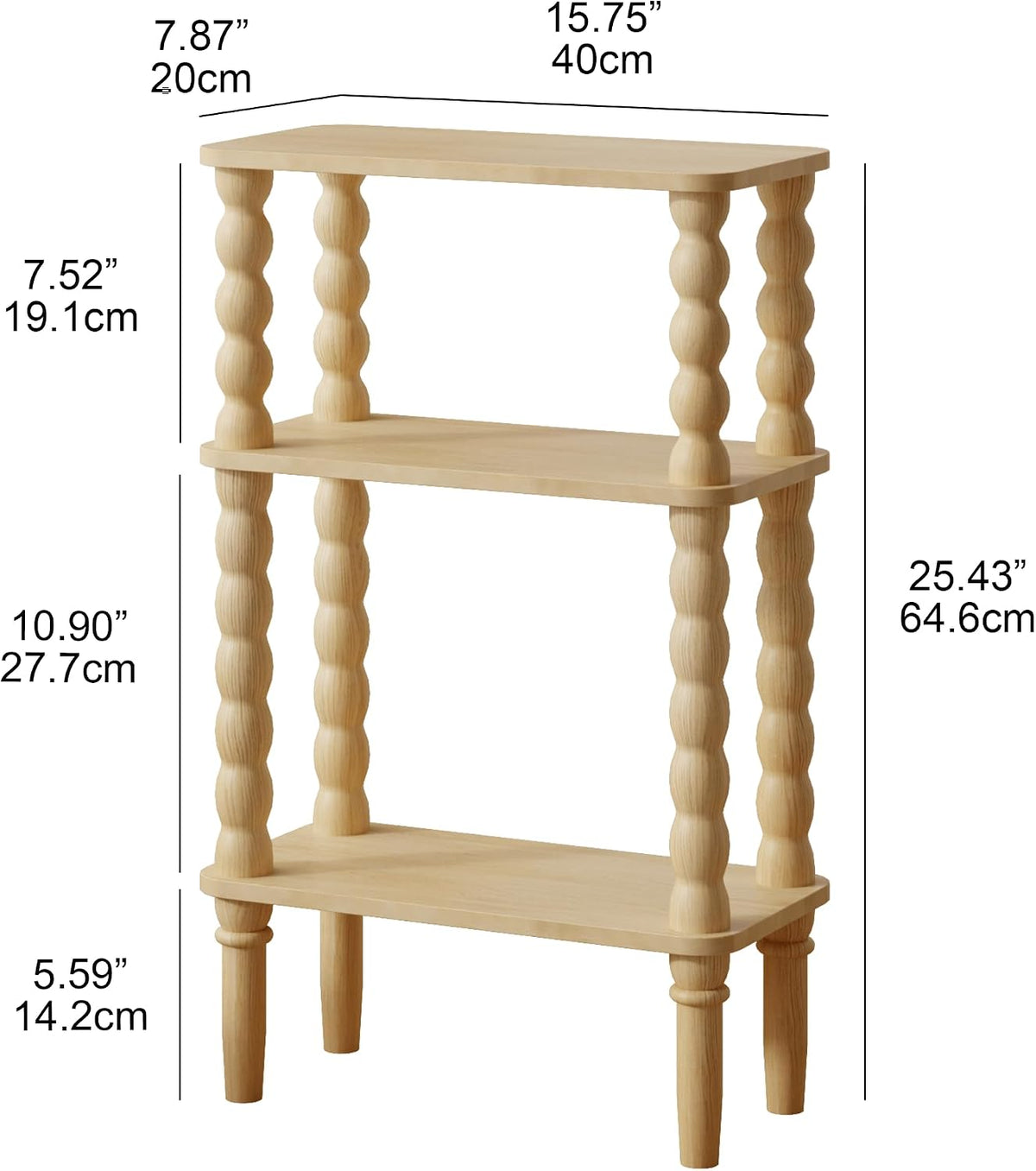 Veegle Narrow Side Table Small End Table for Small Spaces Oak