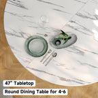 ComfyCorner 47" Round Dining Table, Circle Fluted Kitchen Table Only Marble