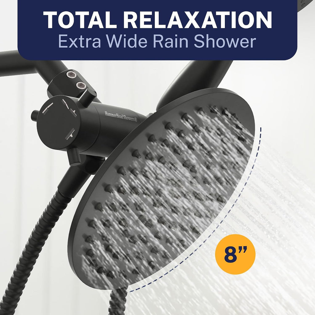 HammerHead Metal Dual Shower Head Combo With Handheld and Rainfall