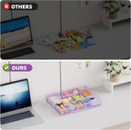 Marbrasse Expandable Desk Drawer Organizer, Mesh Drawer Organizer Tray with 10 Adjustable Compartments, Desk Organizers and Accessories for Office Supplies, Makeup & Vanity (Expandable-Purple)