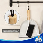MR.SIGA Dustpan and Brush Set, Bamboo Handle, White, 1 Set