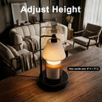 Candle Warmer Lamp with Timer, Dimmable, Adjustable Height, Modern Farmhouse Linen Shade, Black Candle Warming Lamp for Up to 6-Inch Jar Candles, 2 Bulbs Included