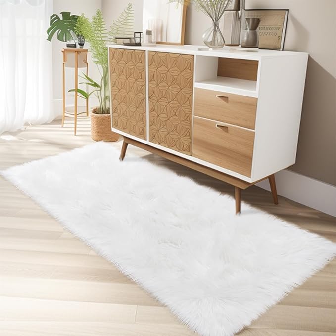 Ciicool Faux Fur Rug for Bedroom, Washable Fuzzy Runner Thick Fur Area Rug - Image 9