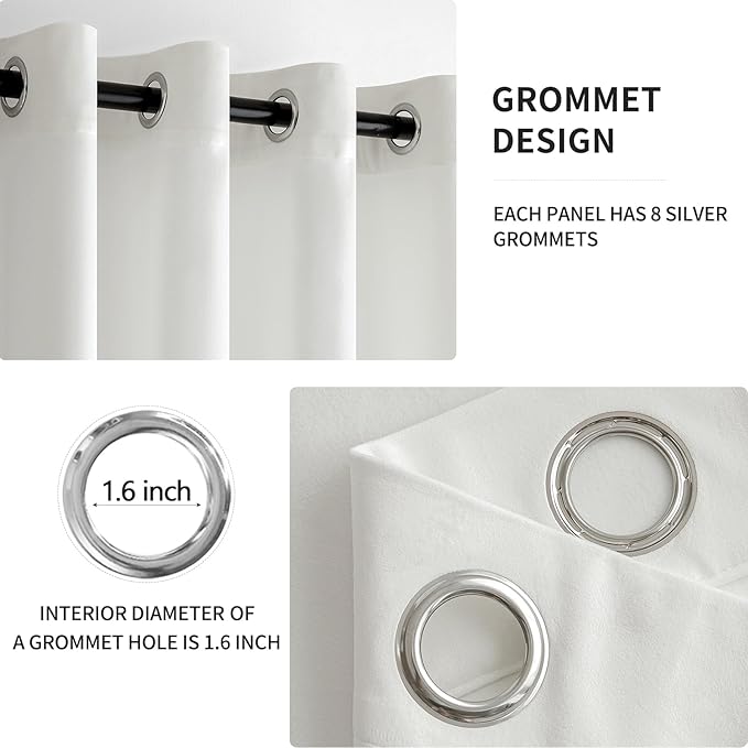 MIULEE Velvet Curtains Pure White Elegant Grommet Curtains Thermal Insulated - Image 2