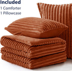 EXQ Home Fluffy Comforter Set Twin Size,2 Pieces Bed Set,Terracotta