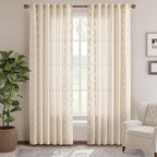 jinchan Belrose Linen Curtains for Bedroom Floral Curtains 84 Inch Length Linen - Image 2