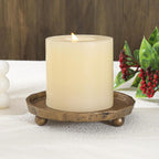 Vintage Cast Iron Pillar Candle Holder Plate, Rustic Brass Candle Tray