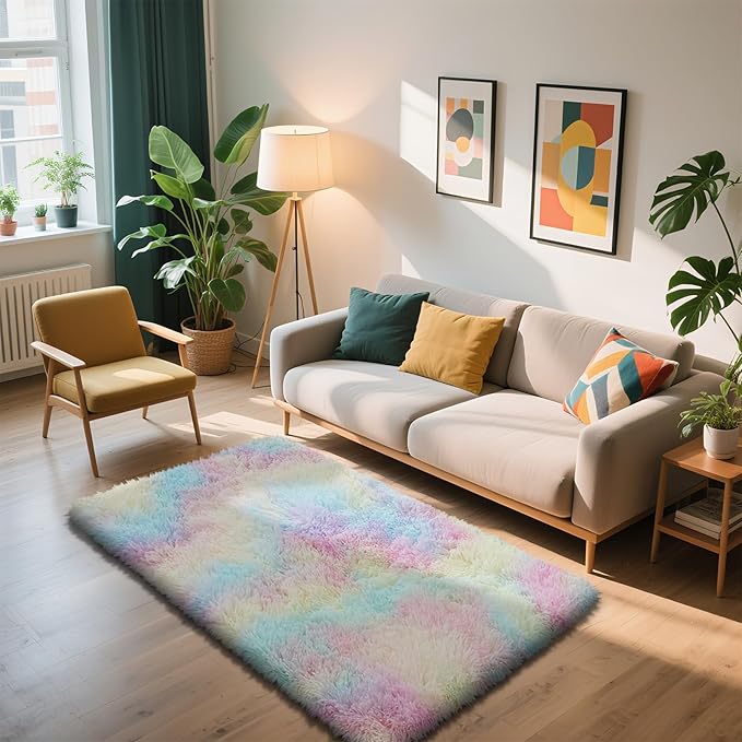 Shag Area Rug for Bedroom 3x5, Fluffy Area Rugs for Living Room, Soft Fuzzy Rug - Image 3
