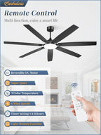 Fanbulous 72 Inch Large Ceiling Fans with Lights,Remote Control&3 Rods