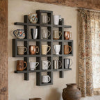 Suzile Mug Display Shelf Wall Mounted,Grid Size 5.1x5.1x3in,Grey