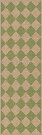 Lahome Colette Checkered Green Runner Rug, 2x8 Carpet Runners - Image 8