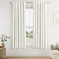 Ivory 100% Blackout Linen Curtains 63 Inch Length 2 Panels Set by Guken