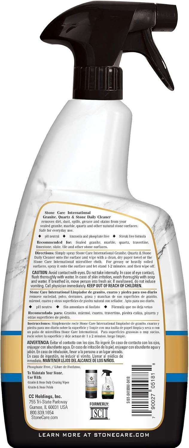 Stone Care International Granite Cleaner - 32 Fluid Ounces (2 Pack) Granite Marble Quartz Tile Travertine Limestone Slate Clean