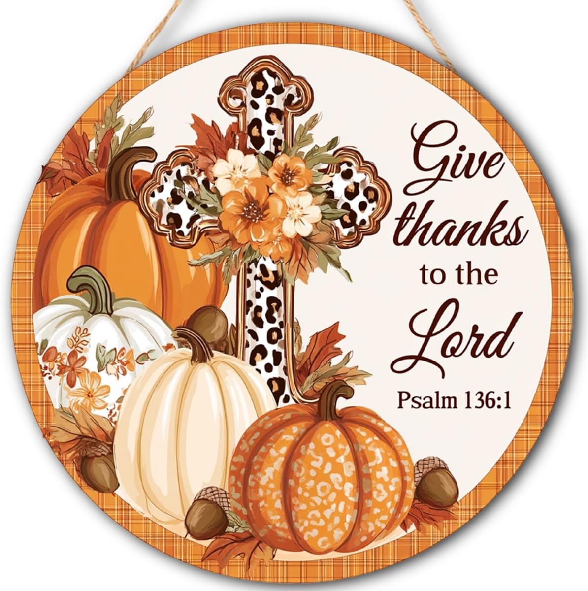 Give Thanks to the Lord Fall Decorations Sign for Home, Fall Christian Sign