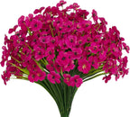 15 Bundles Artificial Flowers UV Resistant Outdoor Plants No Fade Faux Plastic Shrubs Fake Silk Flowers Window Box Garden Porch Home Decoration(Fuchsia)