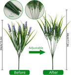 obbsie 12 Bundles Artificial Plants Outdoor, 18.2" UV Resistant Faux Monkey Grass Greenery Stems No Fade Faux Plastic Flowers Shrubs for Home Weddings Garden Porch Front Patio Office Decor - Purple