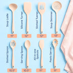 NonToxic Platinum Silicone Utensils, 100% Plastic-Free, 8-Pcs, Beige