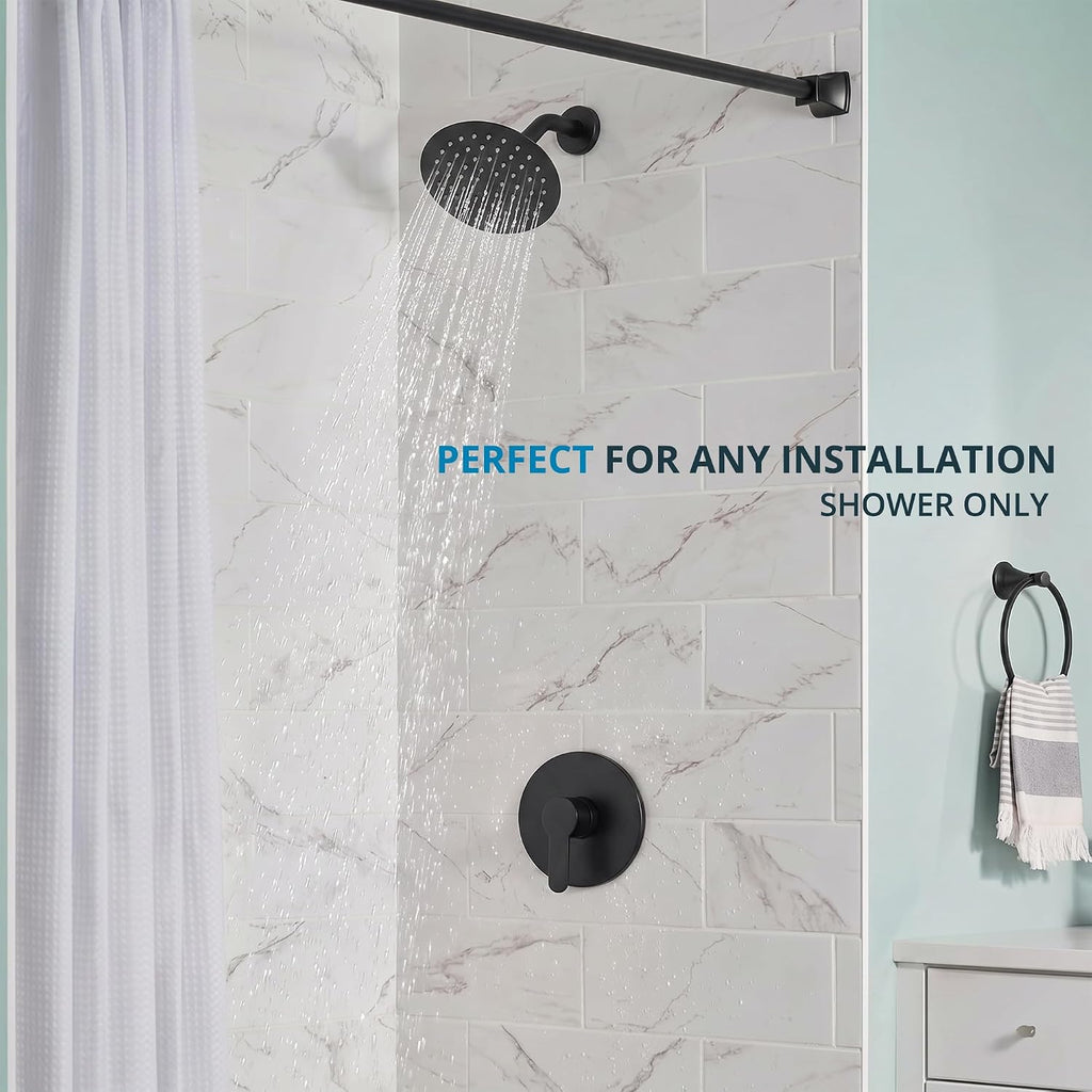 Shower Valve Handle Trim Kit Rough-in Control Valve, Matte Black