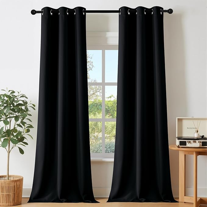 NICETOWN Black Doorway Curtains 80 inch Length 2 Panels Set by NICETOWN