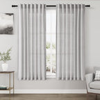 Nanspring Grey Linen Curtains 63 Inches Length 2 Panels Set by Nanspring