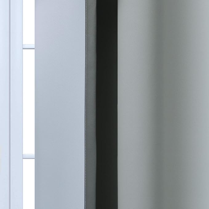Yakamok 84 Inch Length Gray and Greyish White Gradient Color Ombre Curtains - Image 7