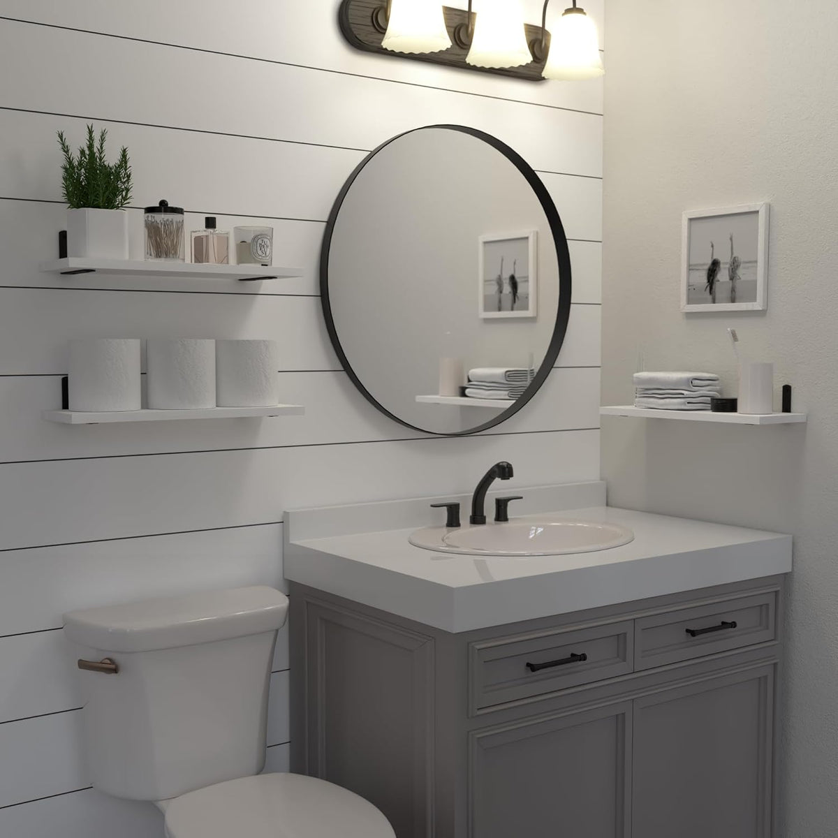 DOLLFIO Floating Wall Shelves, Decor & Storage, White, 16.5'', 3Pcs