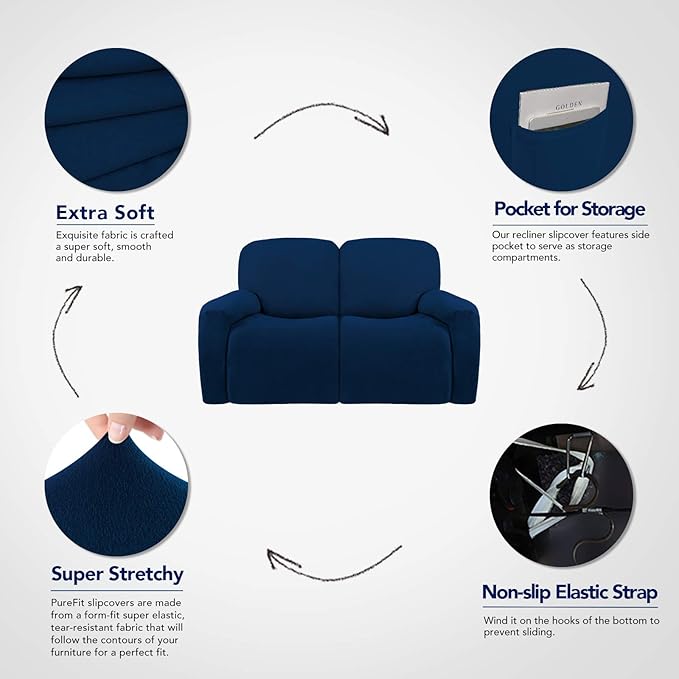PureFit Super Stretch Loveseat Recliner Sofa Couch Cover - Image 3