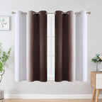 Estelar Textiler Brown and Greyish White Ombre Blackout Curtains 45 Inch Length - Image 2