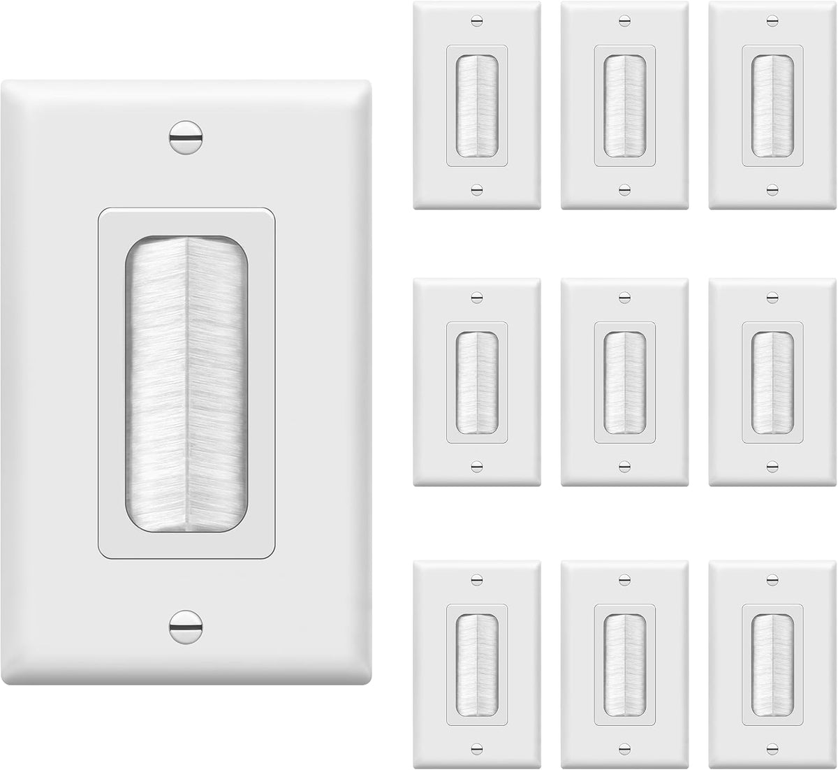 TOPGREENER 1-Gang Bristled Brush Pass-Through Wall Plate, 6-Pack