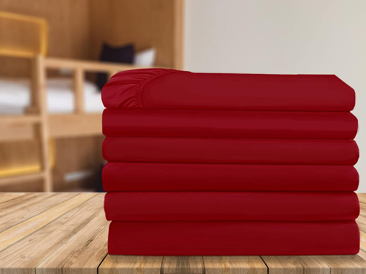 Elegant Comfort 6-Pack Fitted Bottom Sheets 1500 Thread Count Premium Hotel Quality, Deep Pocket, Wrinkle-Free, Stain and Fade Resistant, 6PACK Fitted Sheet, Cal King, Burgundy