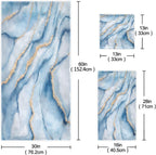 Blueangle White Blue Marble 3 Piece Bathroom Towel Set – Soft, Absorbent and Eco-Friendly – Includes 1 Bath Towel, 1 Face Towel/Washcloth, 1 Hand Towel