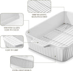 MALACASA 4.4 QT Baking Dishes with Rack,Casserole Dishes for Oven,White