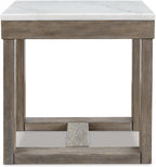 Signature Design by Ashley Square Marble End Table, 24 in, Grayish Brown