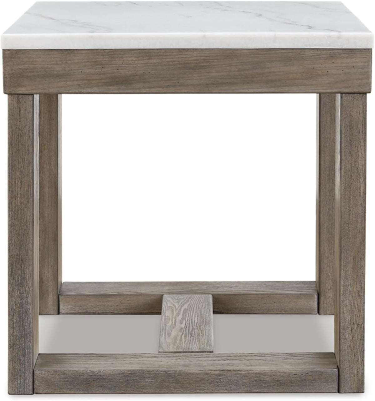 Signature Design by Ashley Square Marble End Table, 24 in, Grayish Brown