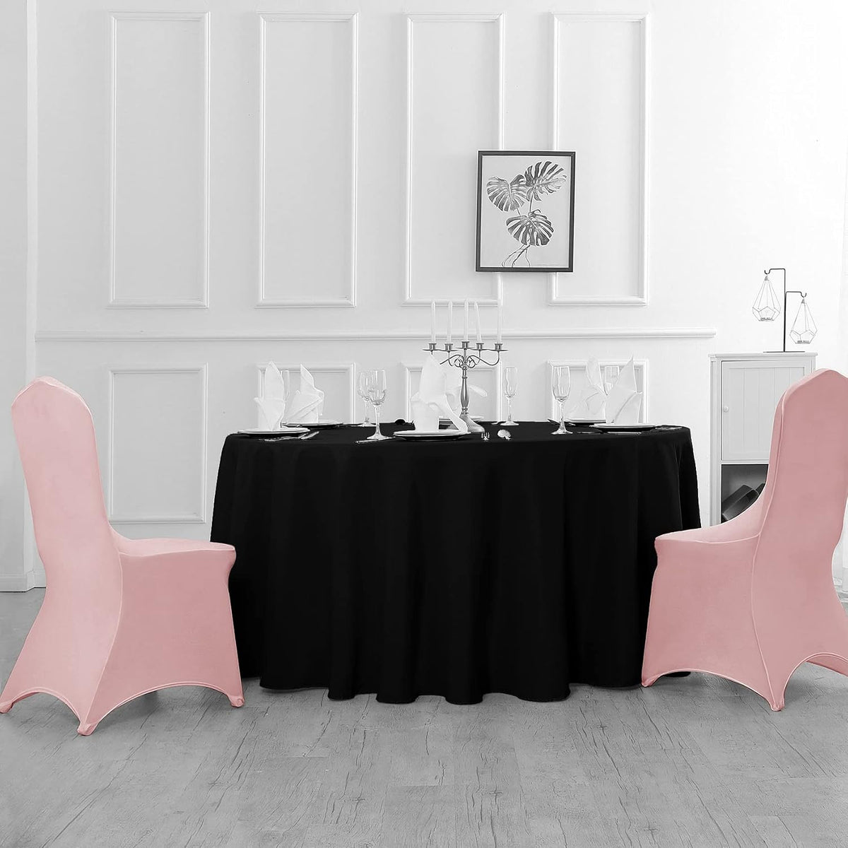 90 Inch Stain and Wrinkle Resistant Washable Polyester Table Cloth, Decorative Table Cloth for Dining Table, Buffet Parties and Wedding,Black
